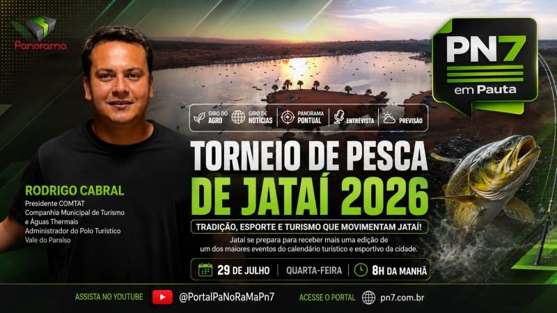 AO VIVO | PN7 em Pauta destaca Torneio de Pesca de Jataí, inteligência artificial, Giro do Agro e previsão do tempo