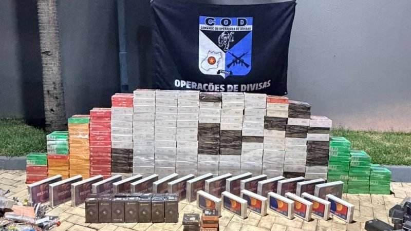 VÍDEO | Comboio de contrabandistas é interceptado pelo COD em Goiás com mais de R$ 1 milhão em produtos apreendidos