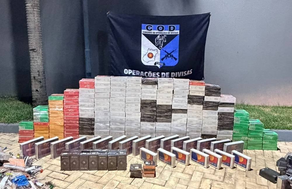 VÍDEO | Comboio de contrabandistas é interceptado pelo COD em Goiás com mais de R$ 1 milhão em produtos apreendidos
