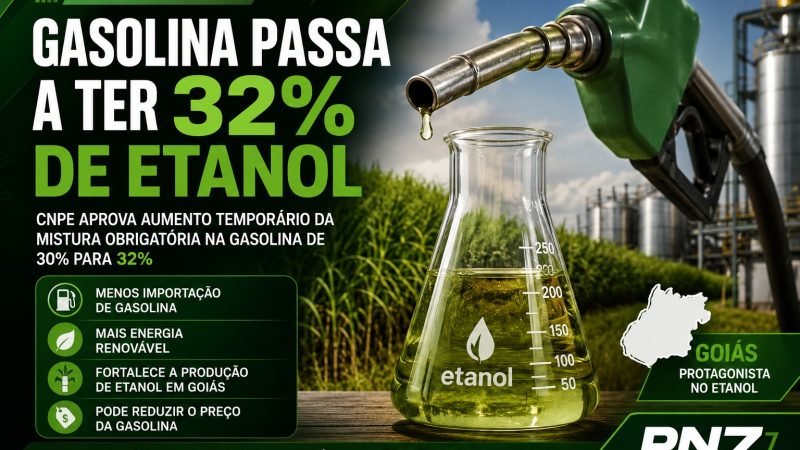 Gasolina passa a ter 32% de etanol; medida pode beneficiar produção de Goiás e reduzir dependência de importações