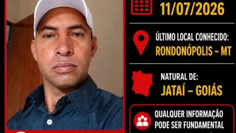 Morador de Jataí desaparece durante viagem a Mato Grosso e família pede ajuda para localizá-lo