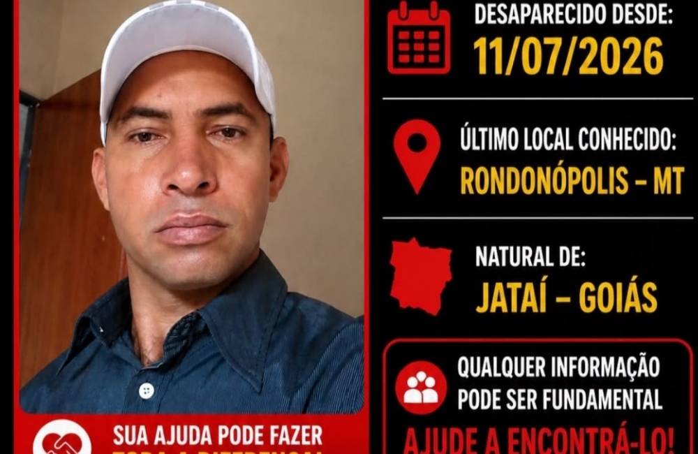 Morador de Jataí desaparece durante viagem a Mato Grosso e família pede ajuda para localizá-lo