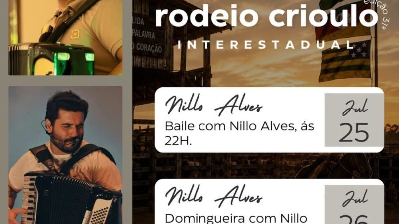 AGENDA | Nyllo Alves anima o fim de semana da 26ª EXPOAGRI e do 31º Rodeio Crioulo em Jataí