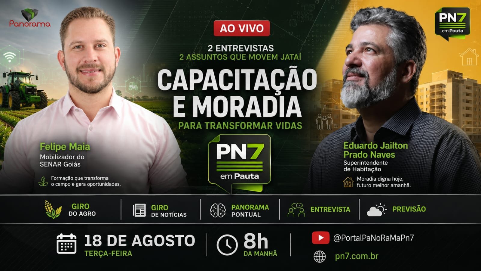 AO VIVO | Casa Jataiense, cursos gratuitos e agro são destaque no PN7 em Pauta
