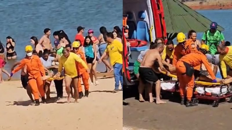 VÍDEO | Adolescente de 15 anos é resgatado após afogamento no Lago Bom Sucesso, em Jataí