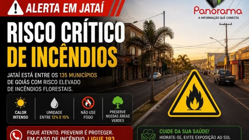 Jataí está entre 135 municípios em alerta crítico para incêndios em Goiás
