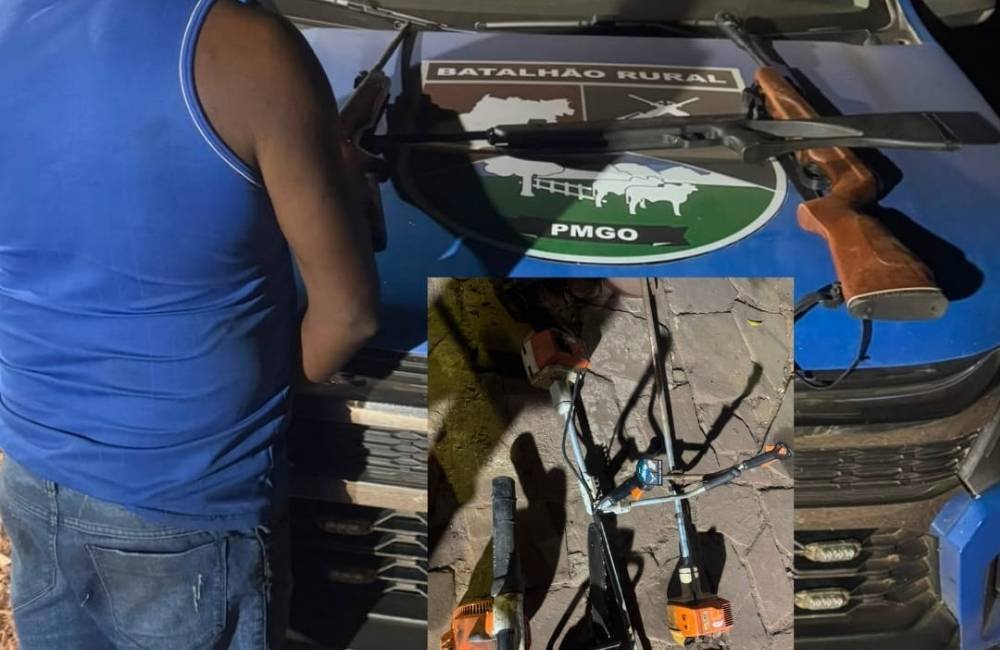 Operação do Batalhão Rural apreende armas e ferramentas de origem suspeita na zona rural de Jataí