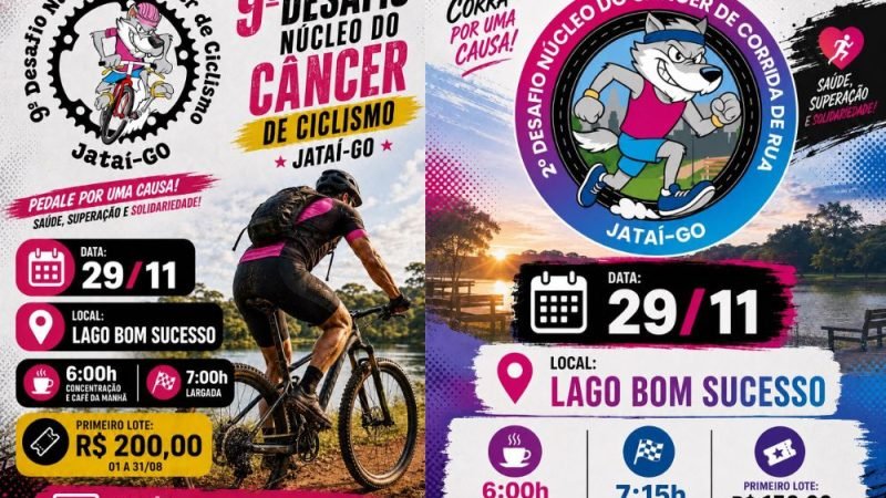AGENDA | Inscrições abertas para os Desafios do Núcleo do Câncer de Ciclismo e Corrida de Rua em Jataí