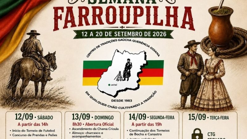 AGENDA | Semana Farroupilha 2026 terá tradição, cultura e programação especial no CTG Querência Goiana, em Jataí