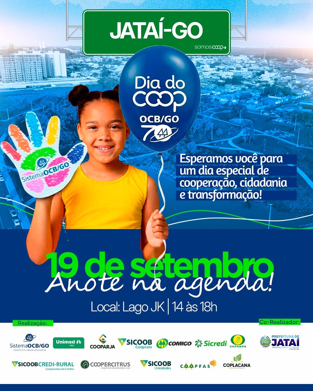 Dia do Cooperativismo de Jataí será realizado no Lago JK