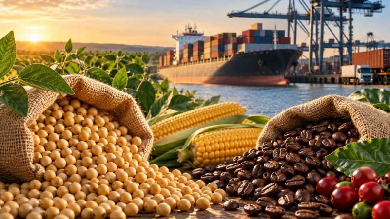 Exportações da agropecuária crescem 11,4% em agosto, puxadas por soja e café