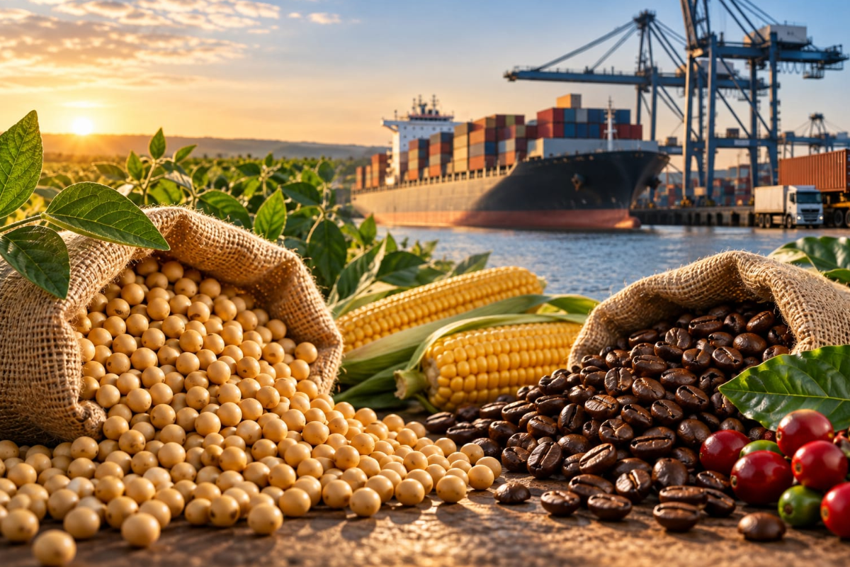 Exportações da agropecuária crescem 11,4% em agosto, puxadas por soja e café