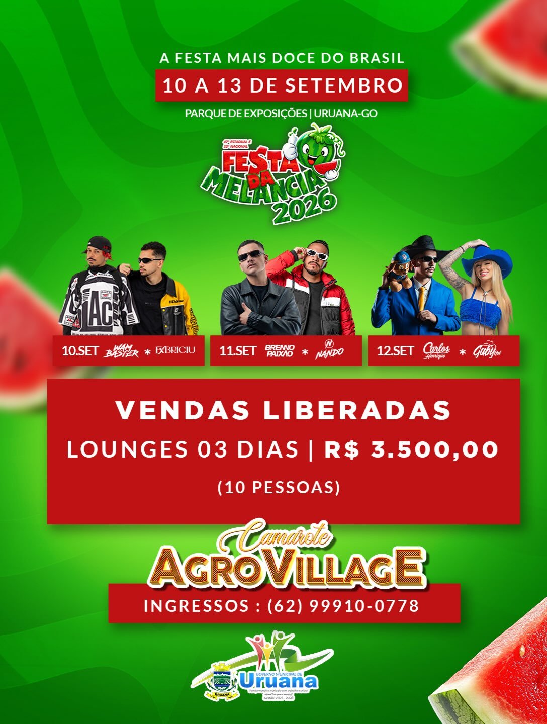 AGENDA | Festa da Melancia movimenta Uruana em setembro