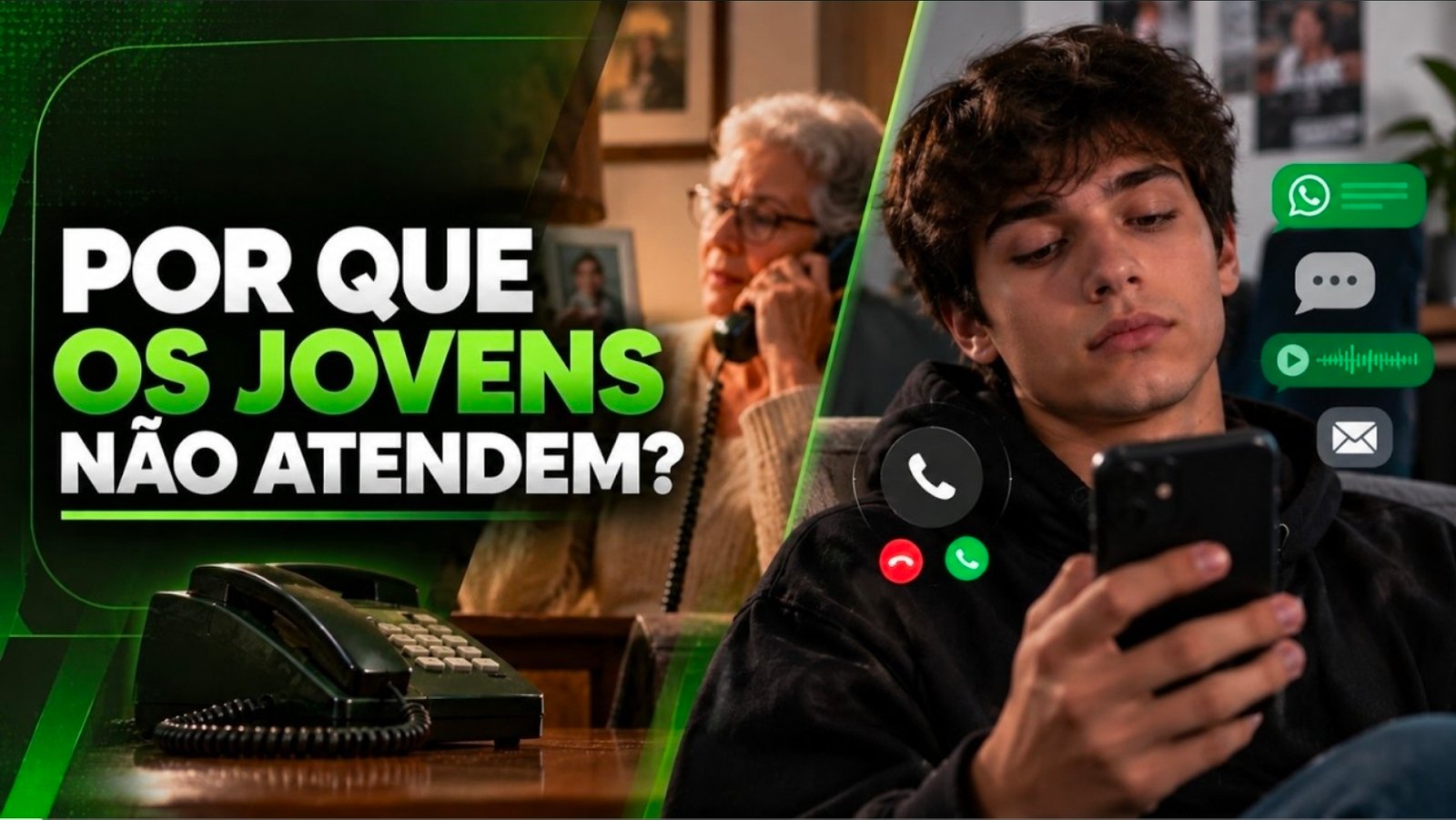 Jovem olhando chamada telefônica no celular e optando por não atender