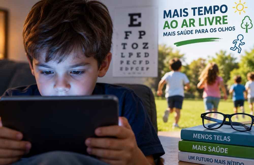 Uso excessivo de telas aumenta alerta para miopia em crianças e adolescentes