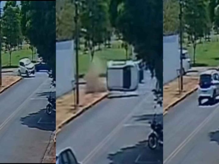 VÍDEO | Colisão entre dois veículos deixa uma pessoa ferida e carro capotado em Jataí