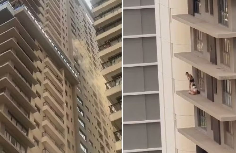 VÍDEO | Apartamento pega fogo no 20º andar e prédio é evacuado em Goiânia