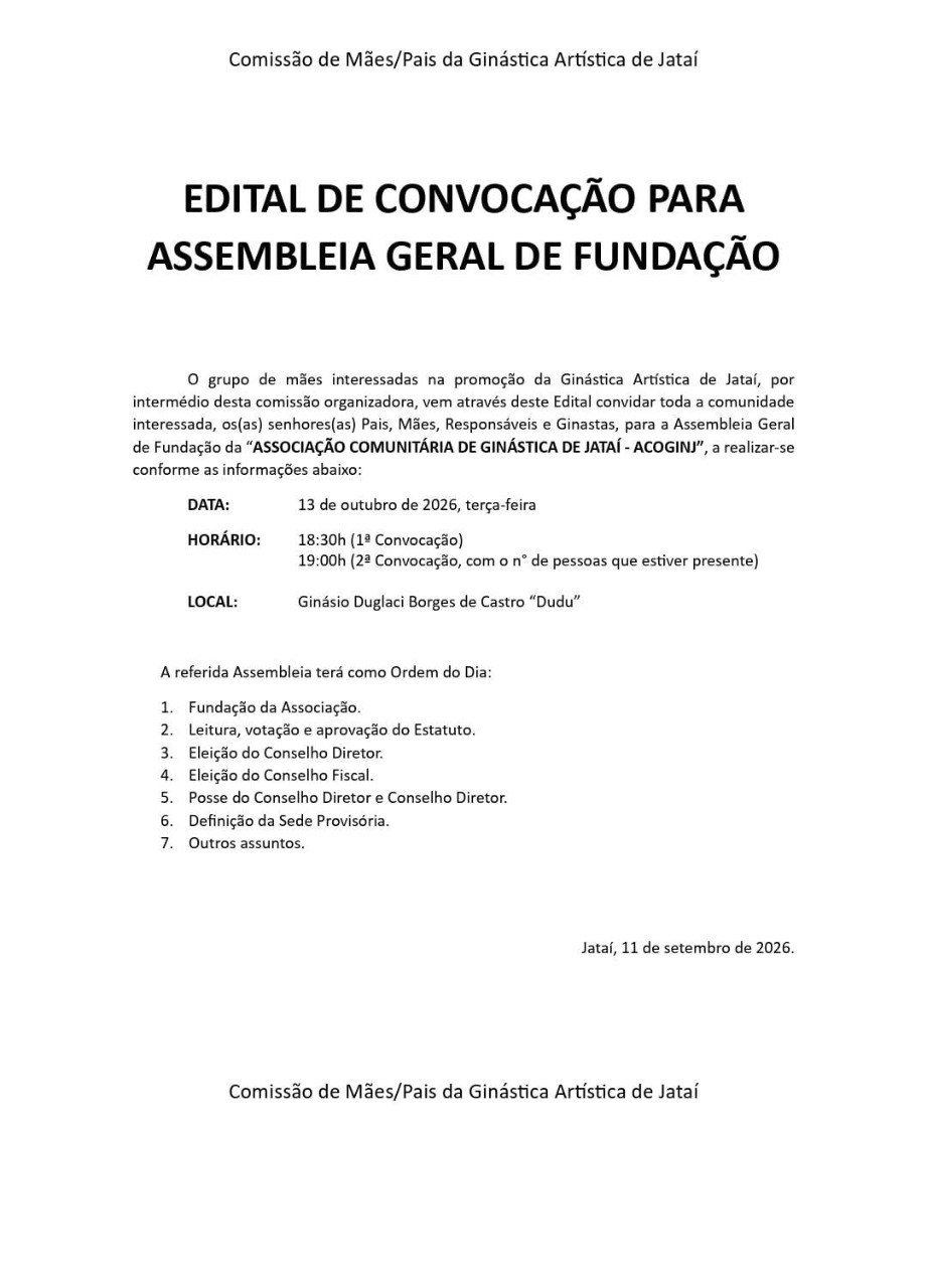 Pais e mães se mobilizam para criar associação de ginástica artística em Jataí
