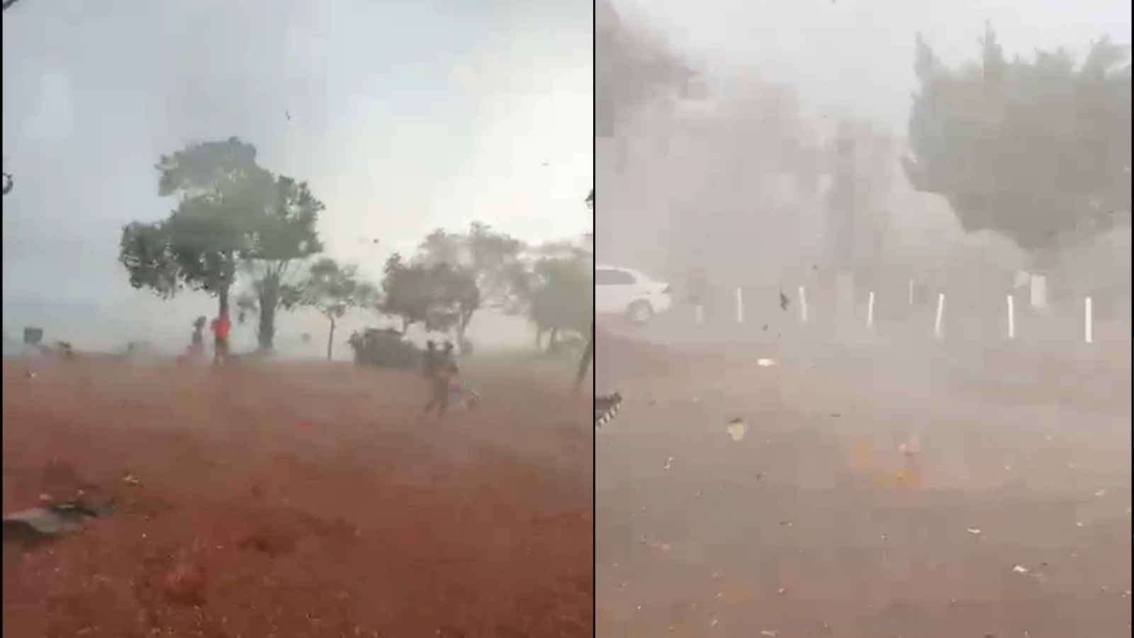 VÍDEO | Tempestade com granizo e ventos fortes causa estragos no Lago Bom Sucesso, em Jataí