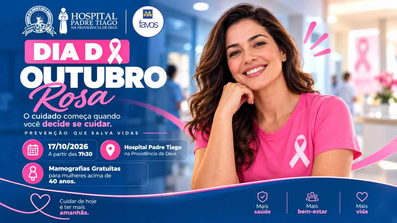 Dia D do Outubro Rosa no Hospital Padre Tiago em Jataí