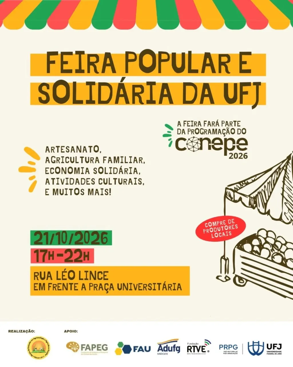 Feira Popular e Solidária da UFJ integra programação do CONEPE 2026